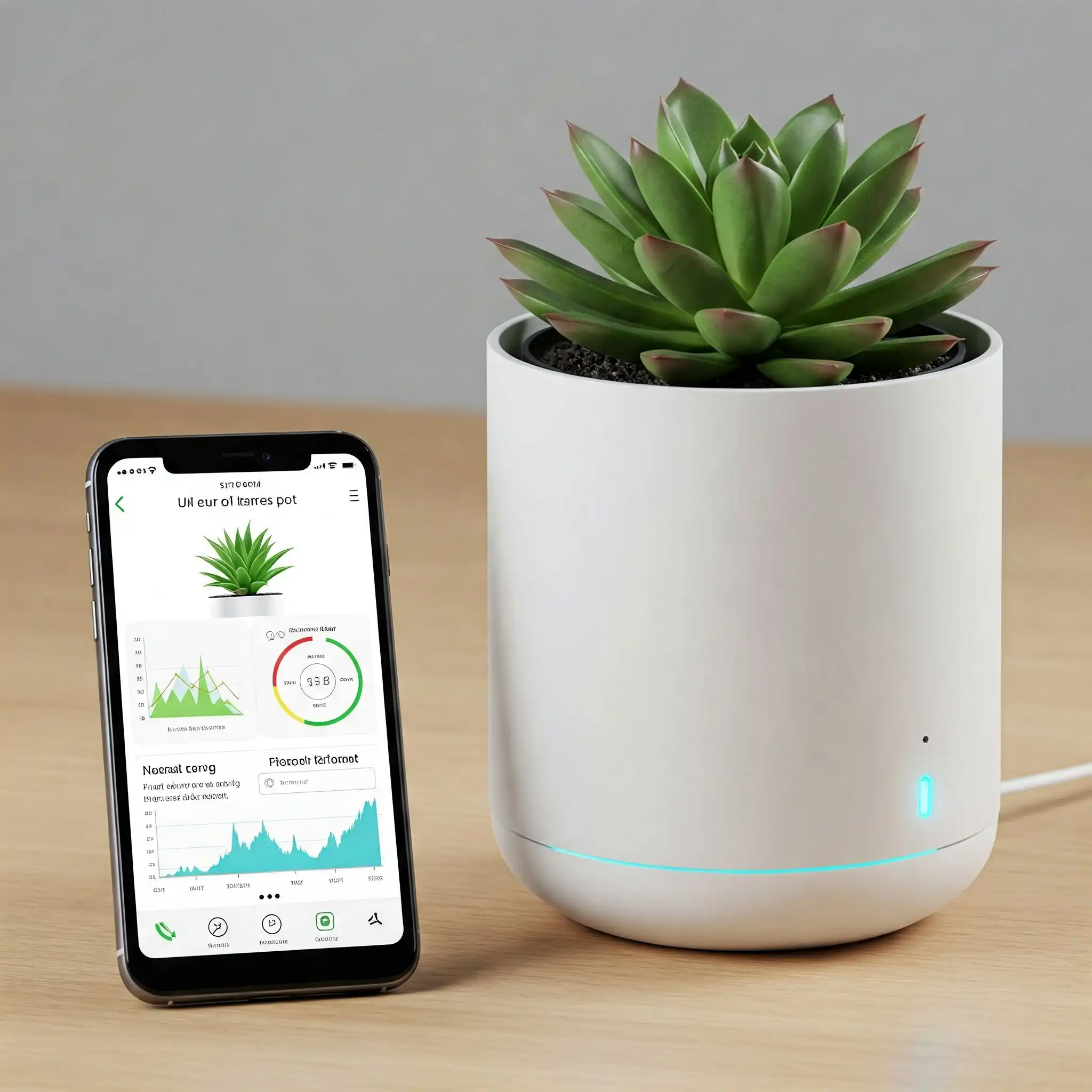 smart plant pot with app connectivity and soil moisture sensor monitoring display