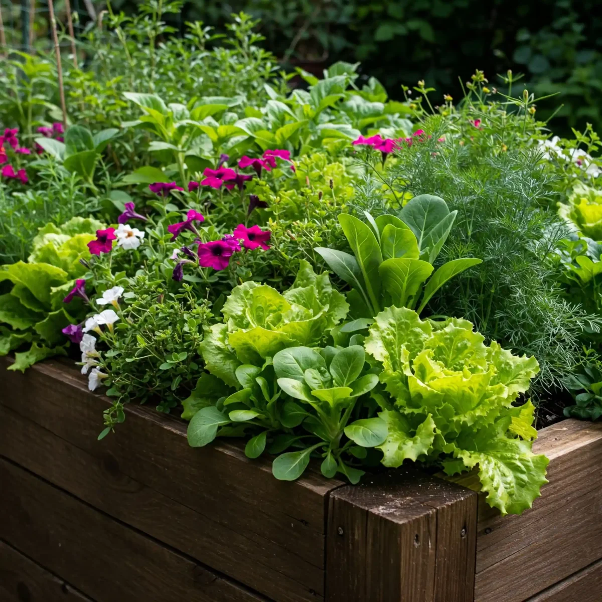 A flourishing raised garden bed filled with healthy, vibrant plants, demonstrating the success that comes from building a solid foundation for your elevated garden.