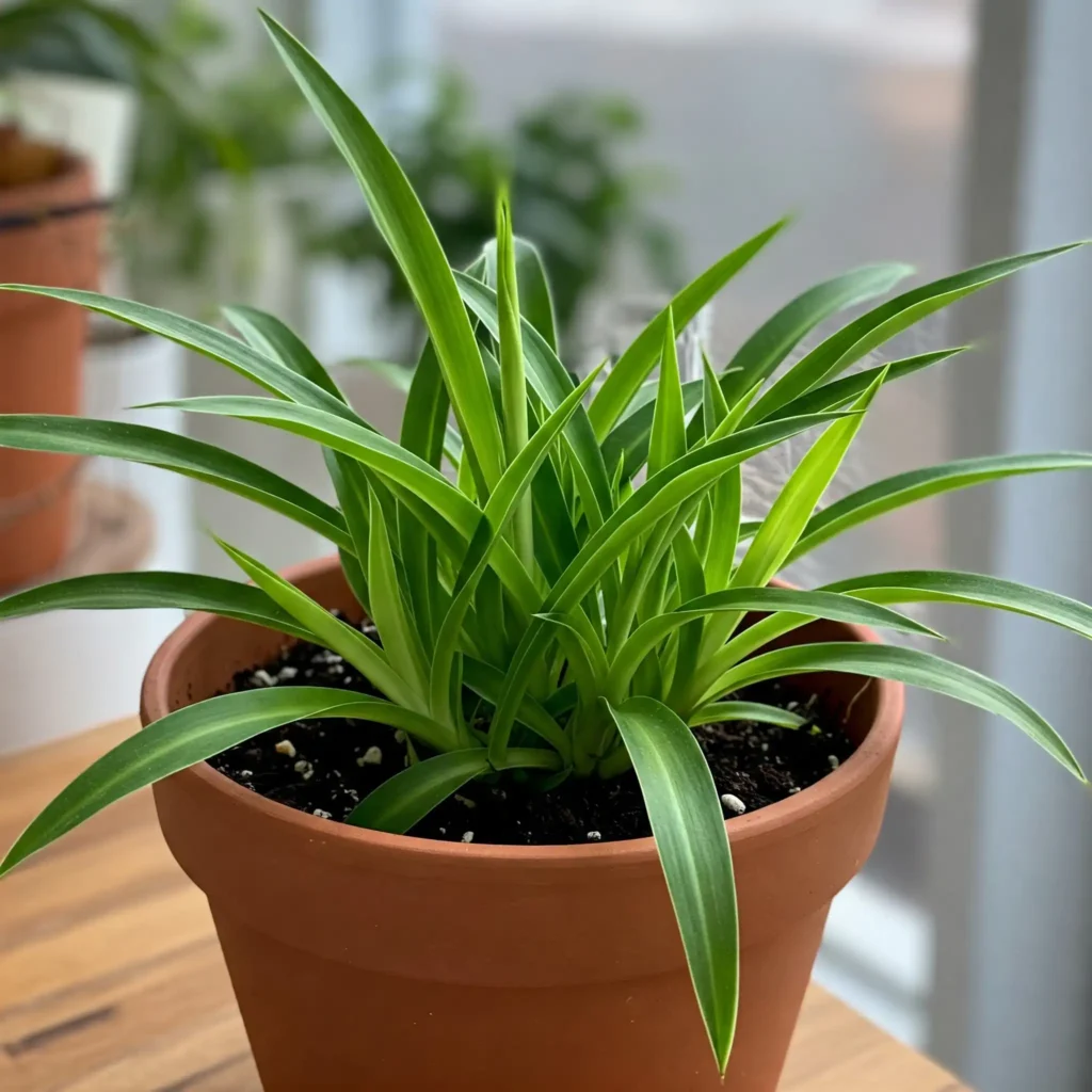 Mastering Pot Problems: How to Identify and Fix Root Bound Problems 2 A healthy spider plant thriving with new growth and babies after being repotted from a root bound state.