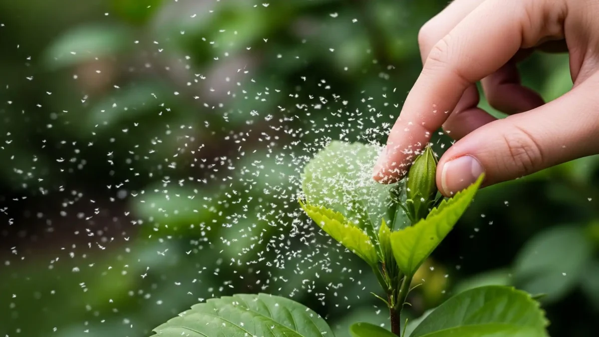 Tiny White Terrors in Your Garden? Your Ultimate Guide to Identifying & Eliminating Whiteflies for Good! 10 A sudden cloud of tiny whiteflies flying off a plant, indicating an active whitefly infestation.