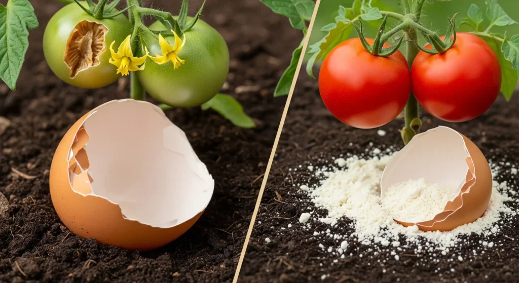 The Real Truth About Banana Peels, Coffee Ground, and Eggshells—Your Garden is Being Lied To. 3 Comparison of whole eggshells vs. finely powdered eggshells in soil, relating to calcium availability and blossom end rot.