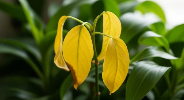 Why Are Leaves Turning Yellow? (A Guide to Too Much Water, Too Little Water, Nutrients, Light, and Age) 3 A houseplant displaying prominent yellow leaves, signaling common plant health issues and a need for troubleshooting.