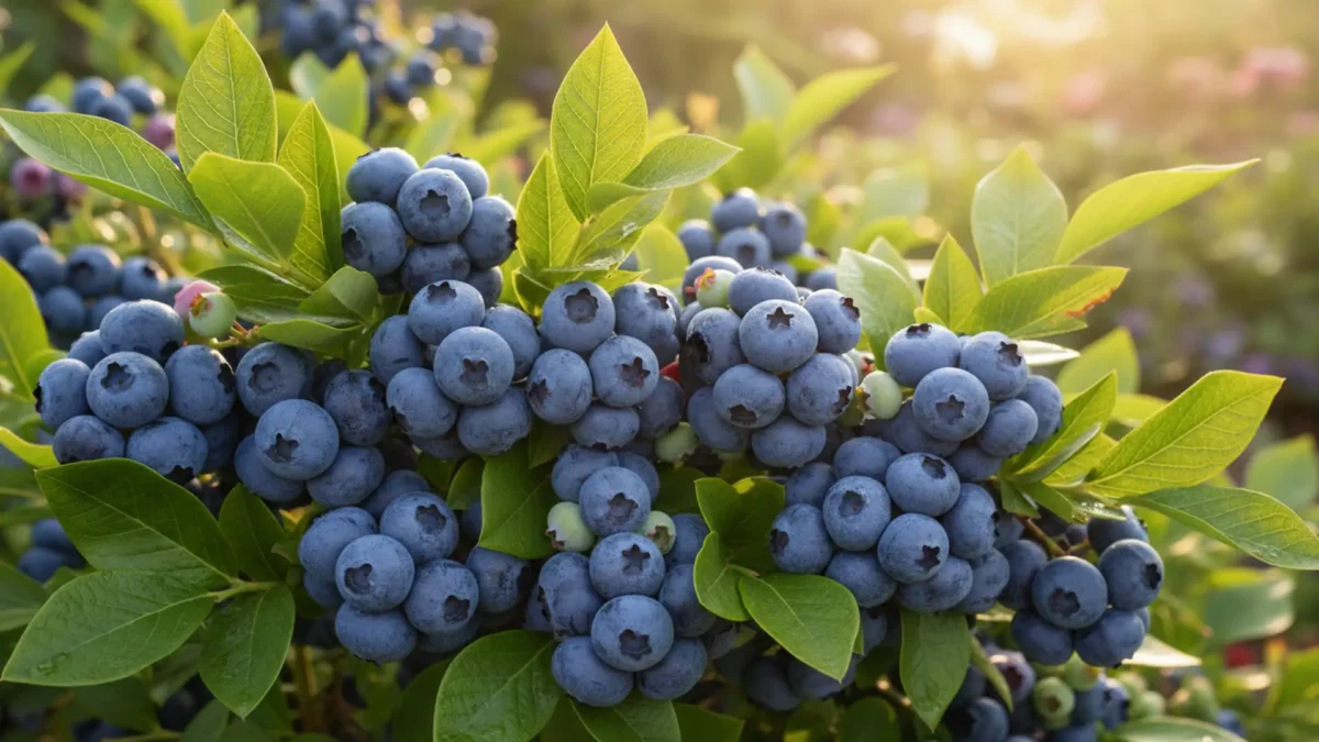 Blueberries: Complete Growing Guide for Gardens and Containers 21 Blueberry bush with clusters of ripe blue-purple berries ready to harvest