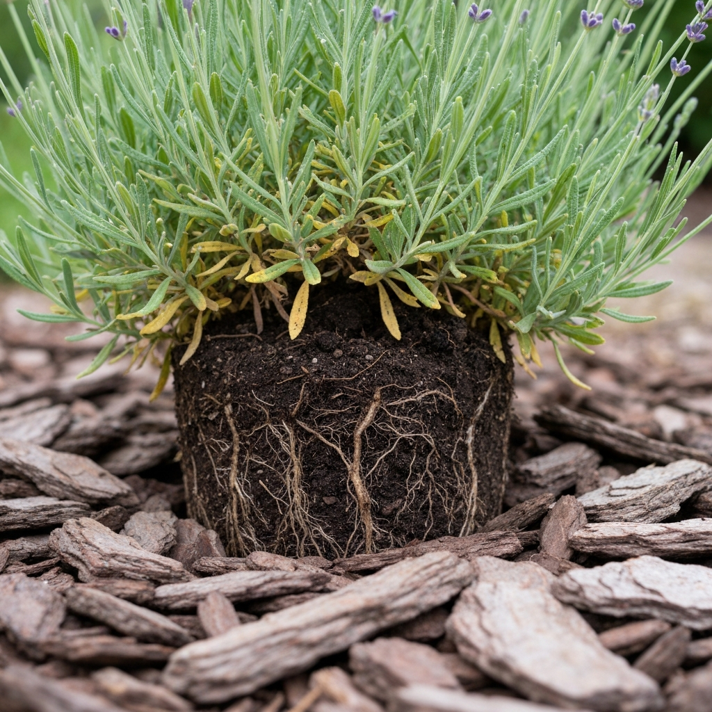 Lavender Growing Mistakes That Cause Root Rot: Soil pH, Drainage and Winter Wet to Avoid 3 Lavender planted too deep with organic mulch piled against the stems causing crown rot