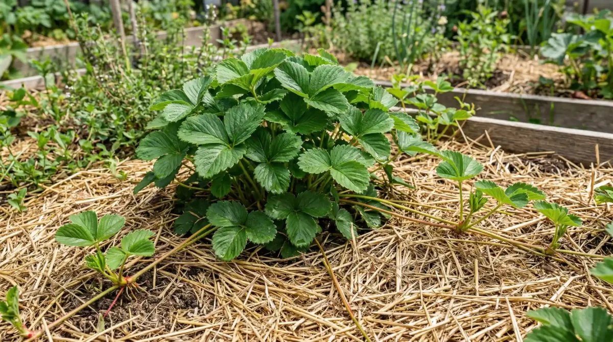 Strawberry Plant Won't Flower? 6 Causes — and How to Fix Every One 6 Strawberry plant with healthy green leaves and runners but no flowers or fruit visible