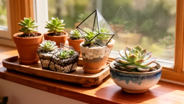 12 Succulent Planter Ideas for Tiny Spaces — From 4-Inch Pots to Vertical Wall Pockets 7 Collection of succulent planter ideas for tiny spaces arranged on a sunny home windowsill