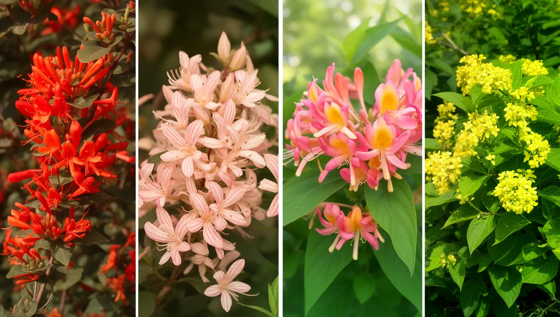 Before You Plant Honeysuckle: Vines vs. Shrubs, and 4 Non-Invasive Species That Won't Spread 4 Four non-invasive honeysuckle varieties: coral, woodbine, Goldflame, and Diervilla