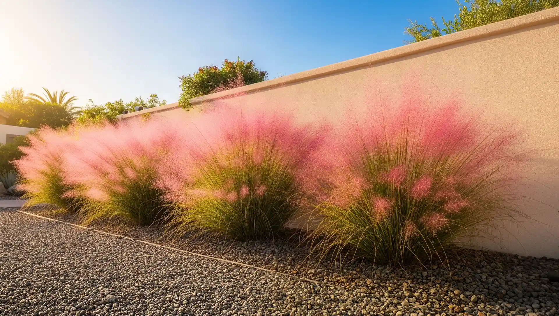Best Ornamental Grasses by USDA Zone: The Same Grass Can Be a Top Pick in One State and Illegal in Another 4 Wide view of pink muhly grass blooming in a warm-climate garden border