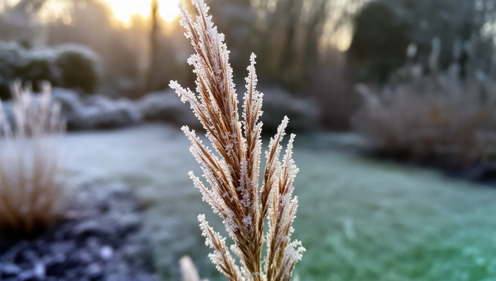 Best Ornamental Grasses by USDA Zone: The Same Grass Can Be a Top Pick in One State and Illegal in Another 3 Close-up of a frost-covered ornamental grass seed plume in a cold-hardy garden